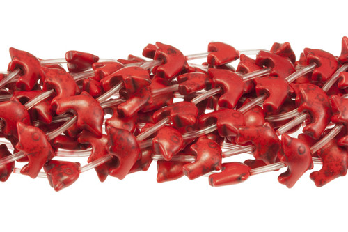 15x20mm Red Magnesite Dolphin Beads 15.5" [t402r]