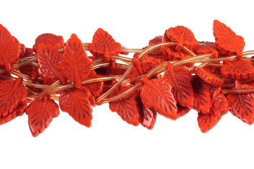 18x28mm Orange Magnesite Leaf Beads 15.5" [t403h]