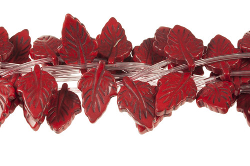 18x28mm Red Magnesite Leaf Beads 15.5" [t403r]