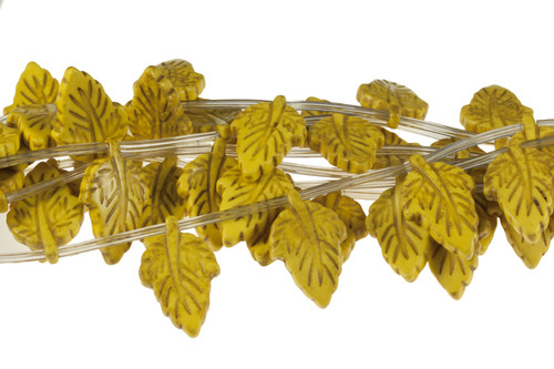 18x28mm Yellow Magnesite Leaf Beads 15.5" [t403y]