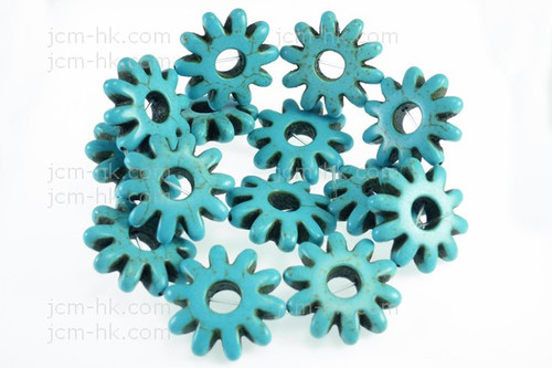 28x8mm Blue Magnesite Sunflower Beads 15.5" 14pcs. [t404b]