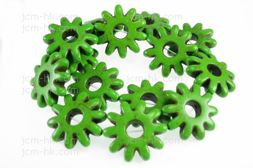 28x8mm Green Magnesite Sunflower Beads 15.5" 14pcs. [t404g]