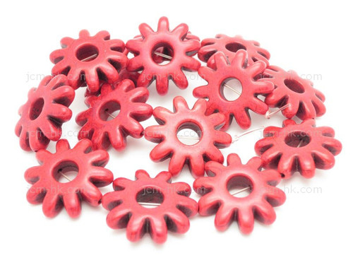 28x8mm Red Magnesite Sunflower Beads 15.5" 14pcs. [t404r]