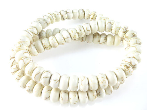 12mm White Magnesite Rondelle Beads 15.5" [t405w]