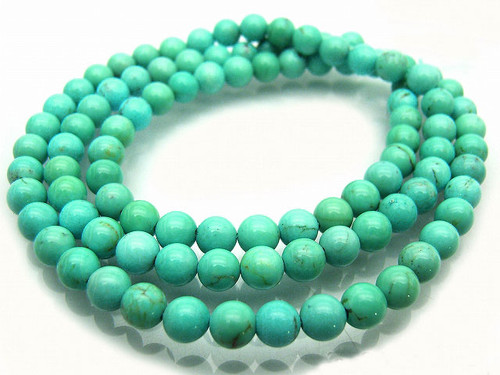 6mm Green Turquoise Round Beads 15.5" stabilized [6d22]