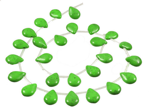 10x14mm Green Magnesite Pear Briolette Beads 25pcs 15.5" [t421g]
