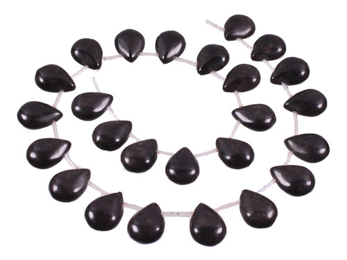 10x14mm Black Magnesite Pear Briolette Beads 25pcs 15.5" [t421k]