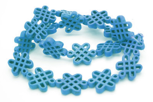 24x29mm Blue Magnesite Knot Beads 15.5" [t450b]