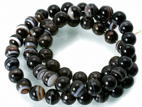 6mm Black Stripe Agate Round Beads 15.5" natural [6f26]