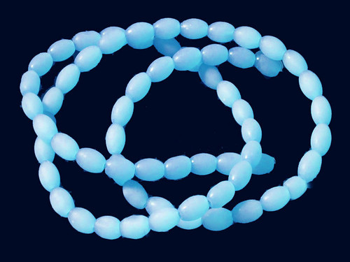 4x6mm Matte Aqua Quartz Rice Beads 15.5" synthetic [u72a70m]