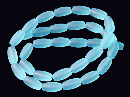 6x12mm Matte Aquamarine Rice Beads 15.5" synthetic [u73a34m]