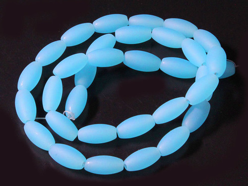 6x12mm Matte Aqua Quartz Rice Beads 15.5" synthetic [u73a70m]