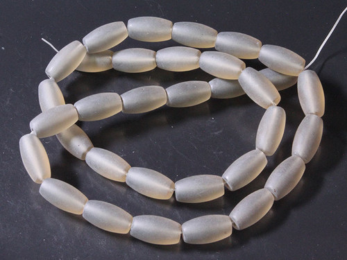 6x12mm Matte Smoky Topaz Rice Beads 15.5" synthetic [u73a8m]