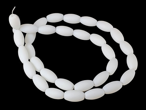 6x12mm Matte White Obsidian Rice Beads 15.5" [u73b98m]