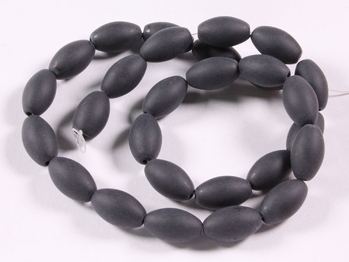 8x14mm Matte Black Onyx Obsidian Rice Beads 15.5" [u74m]