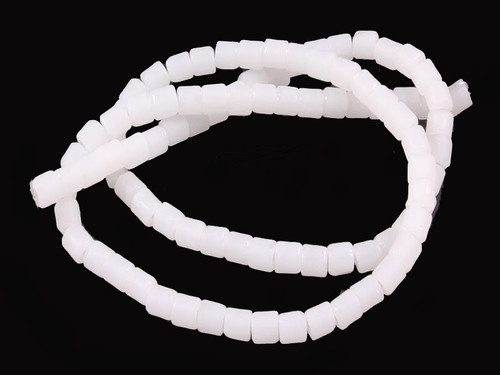 4x4mm Matte White Quartz Tube Beads 15.5" [u77a76m]