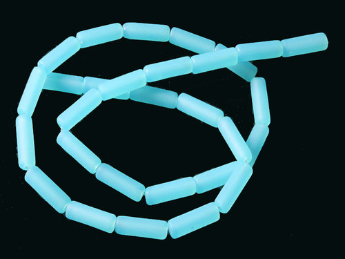 4x13mm Matte Aqua Quartz Tube Beads 15.5" synthetic [u78a70m]