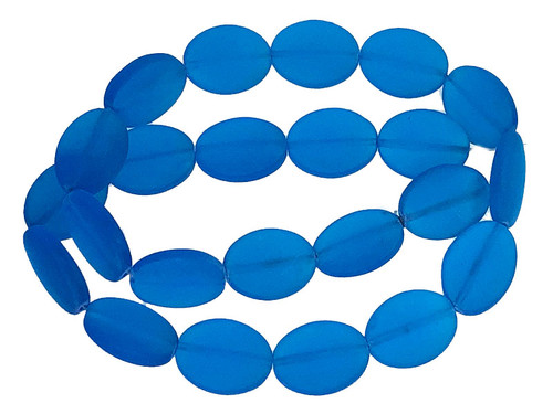 13x18mm Matte Aquamarine Puff Oval Beads 15.5" synthetic [u84a34m]