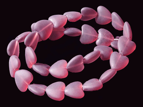 14mm Matte Amethyst Puff Heart Beads 15.5" synthetic [u85a6m]