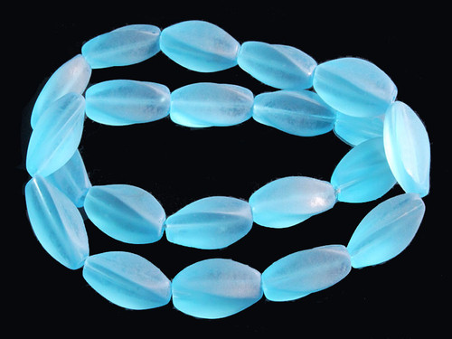 8x20mm Matte Aquamarine Wave Beads 15.5" synthetic [u86a34m]