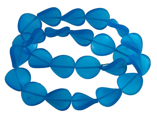 16mm Matte Aquamarine Twisted Beads 15.5" synthetic [u87a34m]