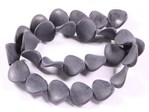 16mm Matte Black Onyx Twisted Beads 15.5" [u87m]