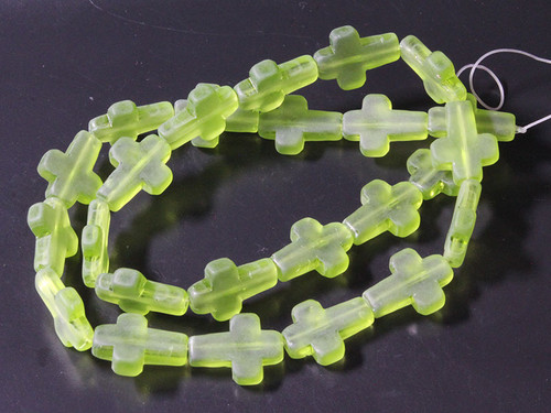 12x16mm Matte Green Quartz Cross Beads 15.5" synthetic [u89a37m]