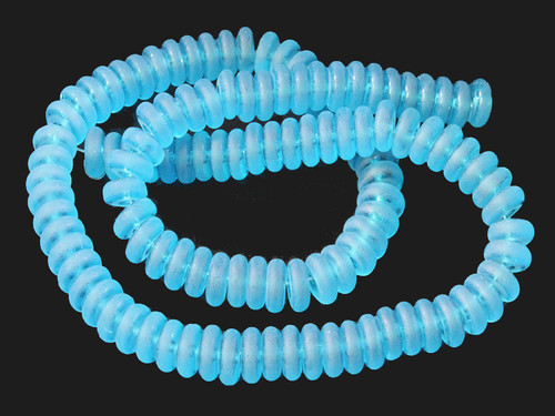 8mm Matte Aquamarine Rondelle Beads 15.5" synthetic [u90a34m]