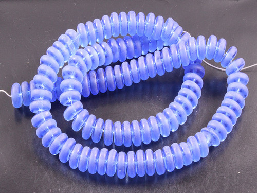 8mm Matte Blue Quartz Rondelle Beads 15.5" synthetic [u90a36m]