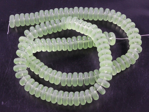 8mm Matte Green Quartz Rondelle Beads 15.5" synthetic [u90a37m]