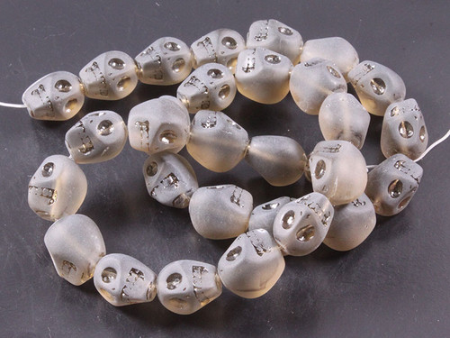 12mm Matte Smoky Topaz Skull Beads 15.5" synthetic [u91a8m]