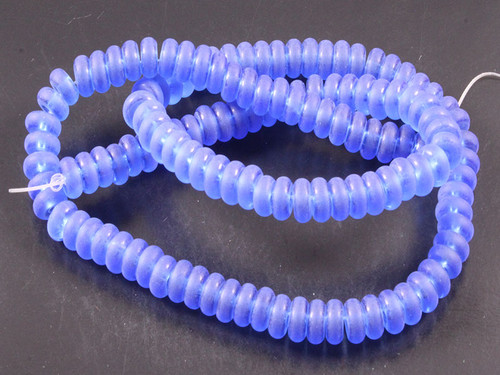 6mm Matte Blue Quartz Rondelle Beads 15.5" synthetic [u93a36m]