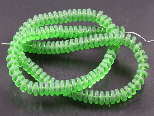 6mm Matte Green Quartz Rondelle Beads 15.5" synthetic [u93a37m]