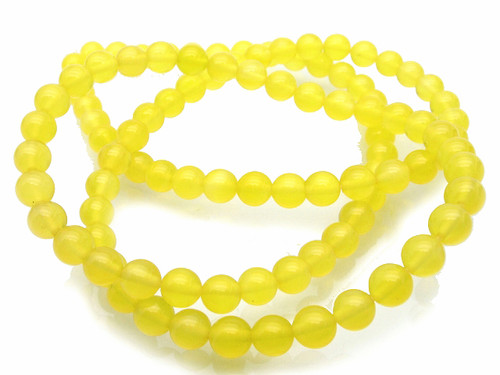 6mm Yellow Chalcedony Round Beads 15.5" dyed [6b92]