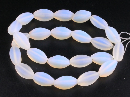 8x16mm Matte Moonstone Opalite Twisted Beads 15.5" synthetic [wa264m]