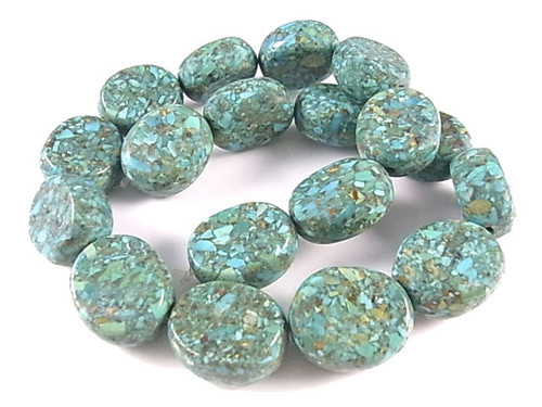 20x22mm Matte Mosaic Turquoise Oval Beads 15.5" stabilized [t261em]