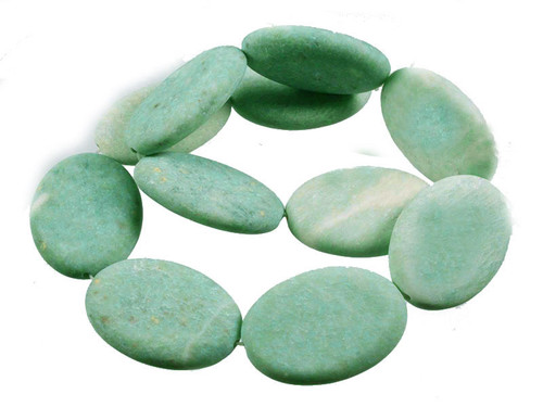 25x35mm Matte China Jade Oval Beads 15.5" natural [wa287m]