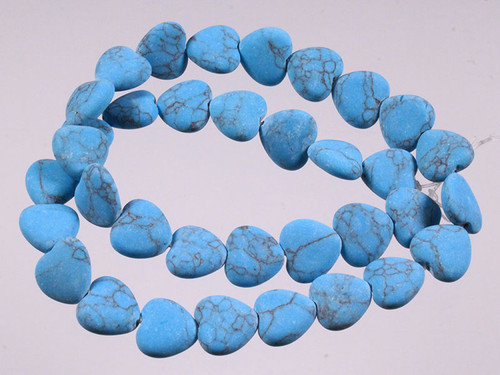 12mm Matte Blue Howlite Heart Beads 15.5" synthetic [wa303m]