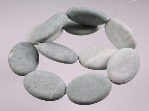 20x30mm Matte China Jade Oval Beads 15.5" natural [wa284m]