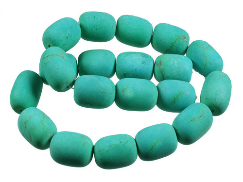 15x20mm Matte Green Turquoise Drum Beads 15.5" stabilized [t312m]