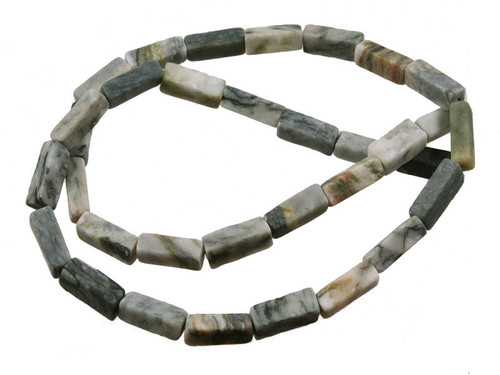 4x13mm Matte Silver Leaf Jasper Cube Beads 15.5" natural [s1b30-13cm]