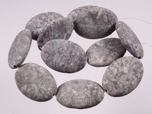 25x35mm Matte Fossil Jasper Oval Beads 15.5" natural [wa123m]