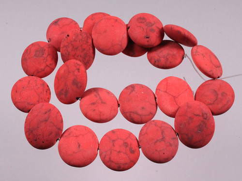 20mm Matte Red Turquoise Coin Beads 15.5" dyed [wa297m]