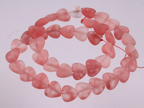 10mm Matte Cherry Quartz Heart Beads 15.5" synthetic [wa247m]