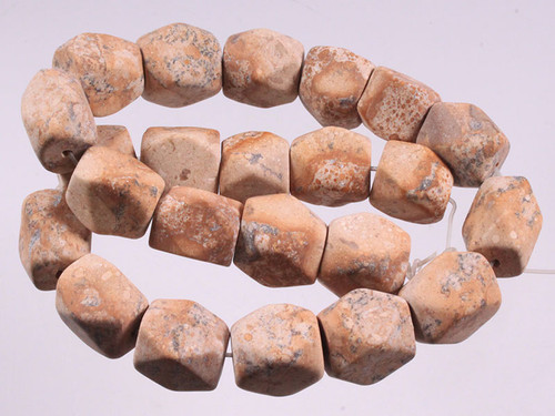 14x16mm Matte Leopard Skin Faceted Oblong Beads 15.5" natural [wa271m]