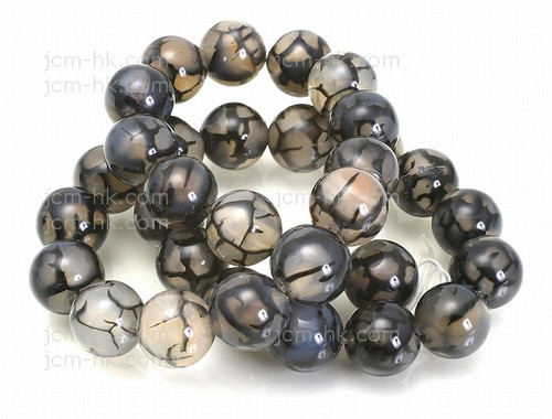 6mm Black Fire Agate Round Beads 15.5" natural [6f17]