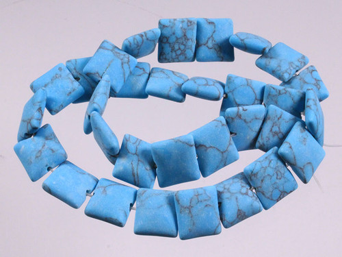 10mm Matte Blue Howlite Square Beads 15.5" synthetic [wa107m]
