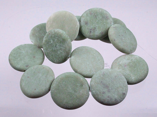 30mm Matte China Jade Coin Beads 15.5" natural [wa278m]