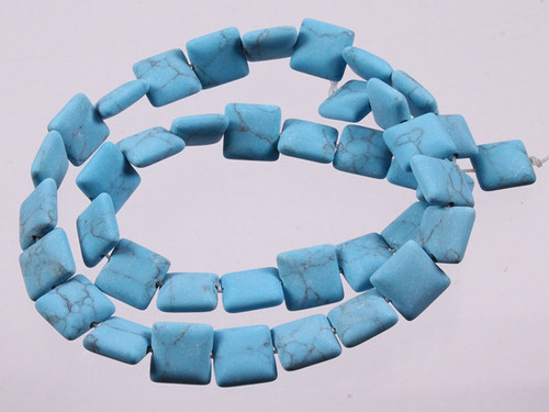 12mm Matte Blue Howlite Square Beads 15.5" synthetic [wa127m]