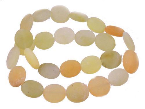 14x16mm Matte New Jade Puff Oval Beads 15.5" natural [s348m]